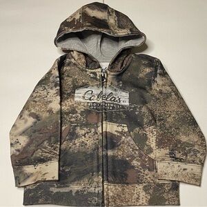 Cabela's Full Zip Hoodie Jacket Boy 12-18 Months Green Camo Lightweight Pockets